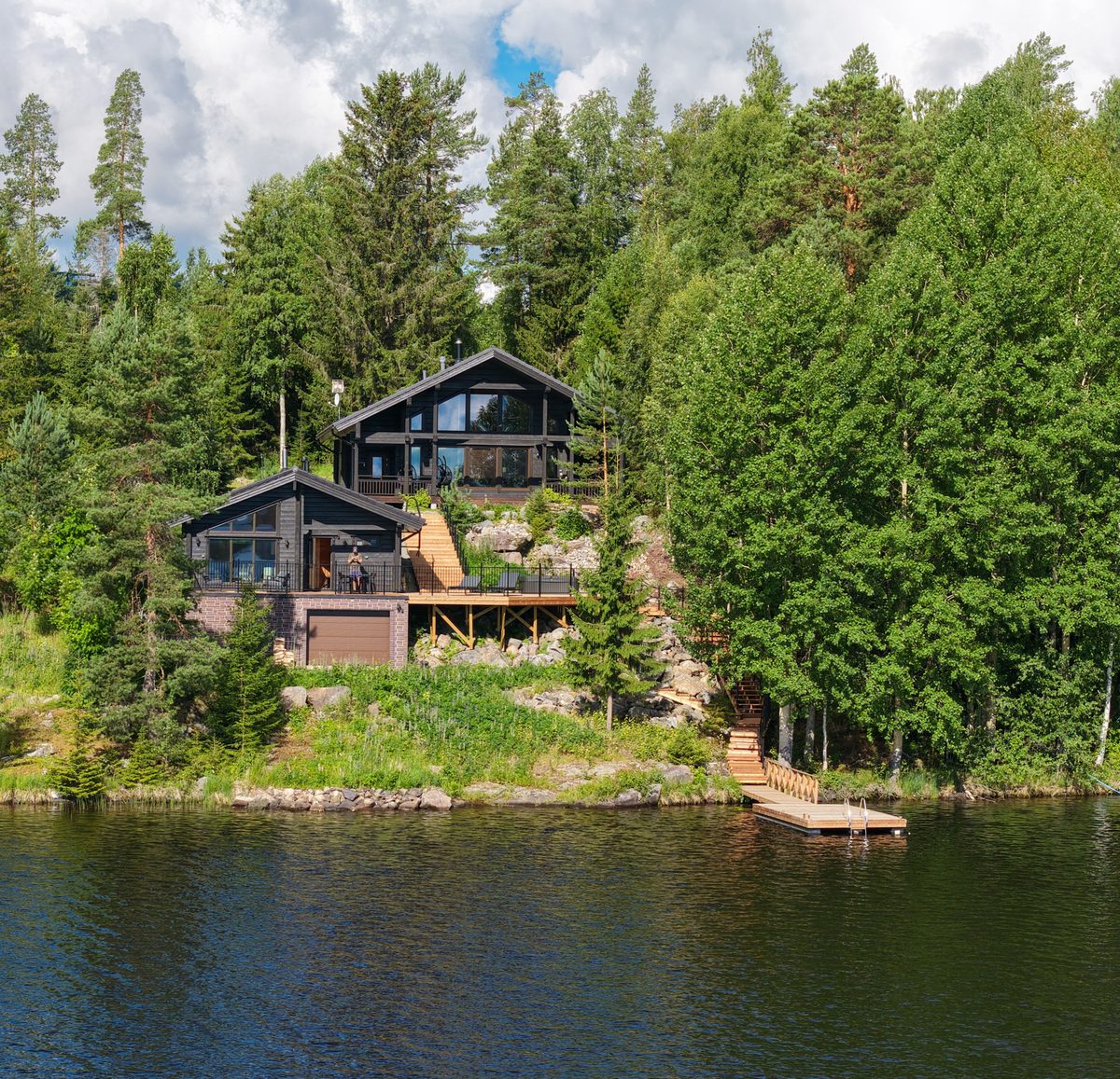 Huvila järven rannalla